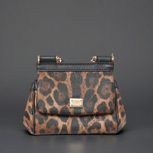 Leopard Print Leather MIni Miss Sicily Top Handle Bag