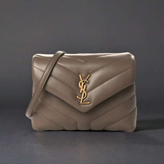 Calfskin Y Quilted Monogram Toy Loulou Crossbody Bag Taupe