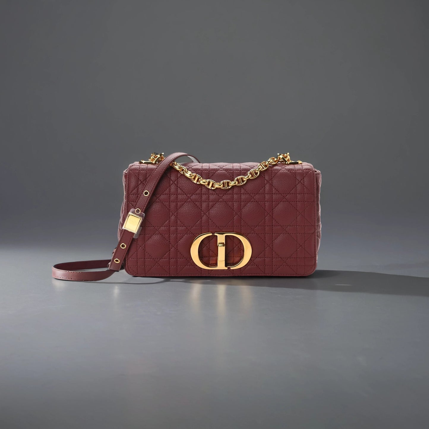 Calfskin Cannage Medium Caro Bag Brick Red