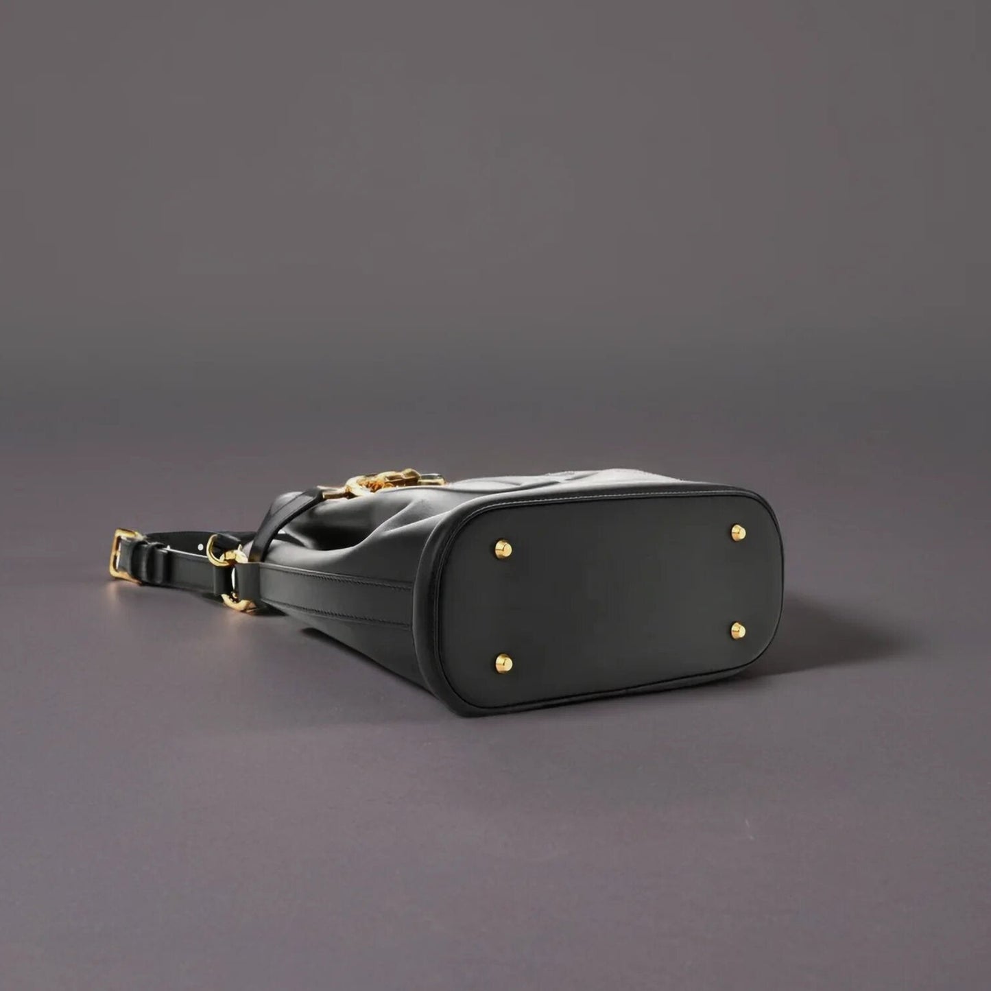 Calfskin CD Embossed Medium C'est Chain Bucket Bag Black