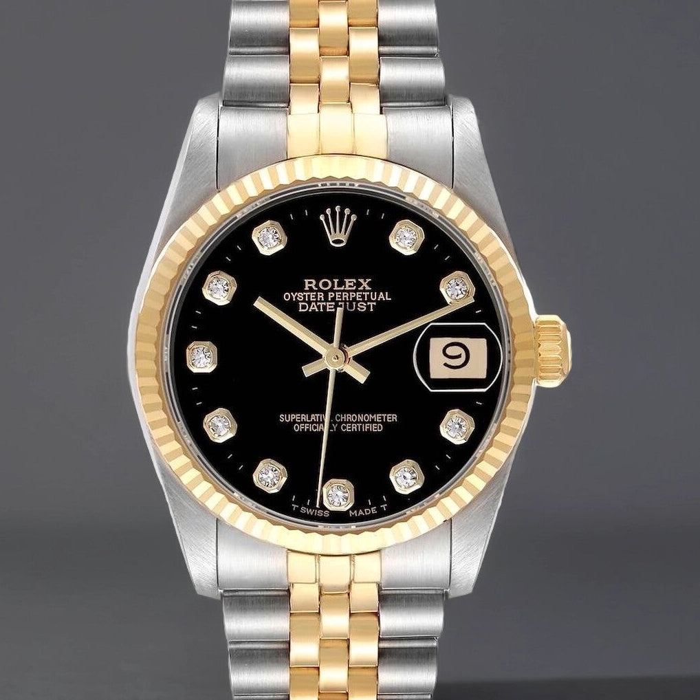 Rolex Datejust 31mm Midsize Diamond Steel Yellow Gold Black