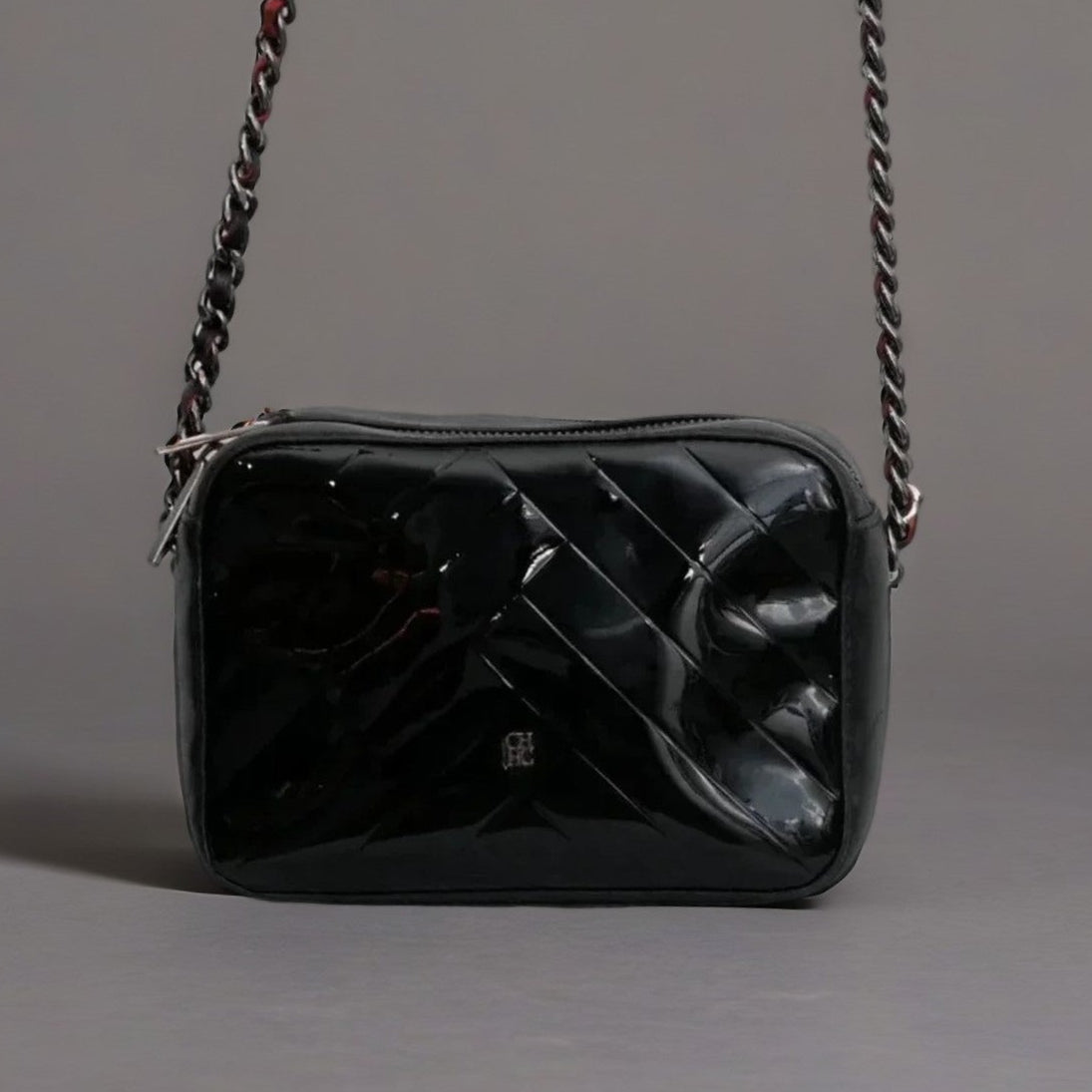 Patent Quilted Tassel Camera Case Black