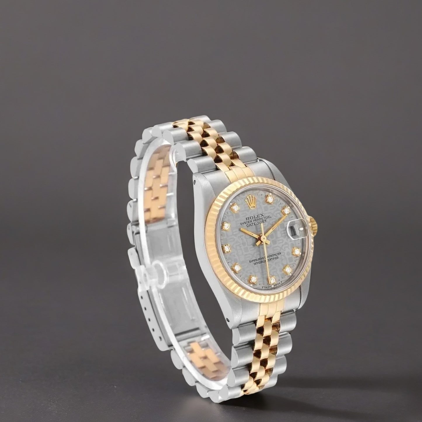 Rolex Datejust Midsize 31mm Steel Yellow Gold Diamond Dial Watch