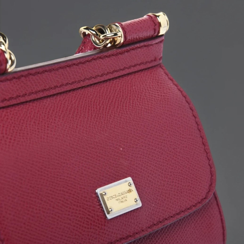 DOLCE & GABBANA Dauphine Micro Miss Sicily Satchel Dark Red