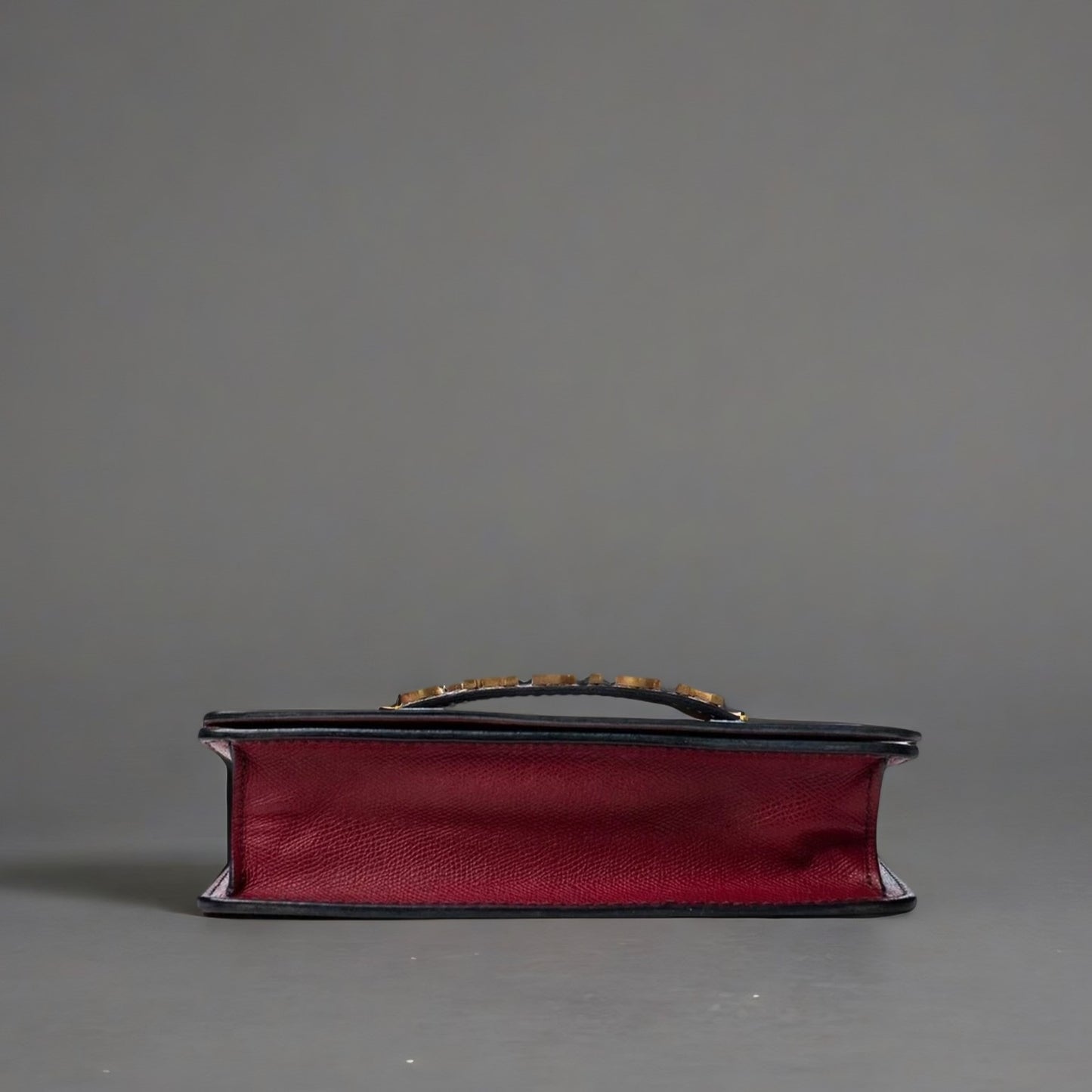 J'Adior Chain Flap Bag Dark Red Grained Leather