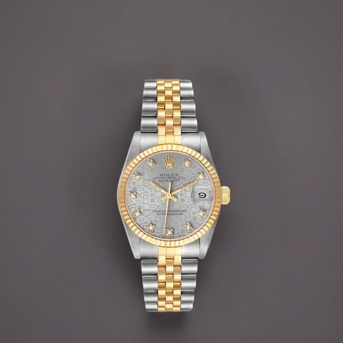 Rolex Datejust Midsize 31mm Steel Yellow Gold Diamond Dial Watch