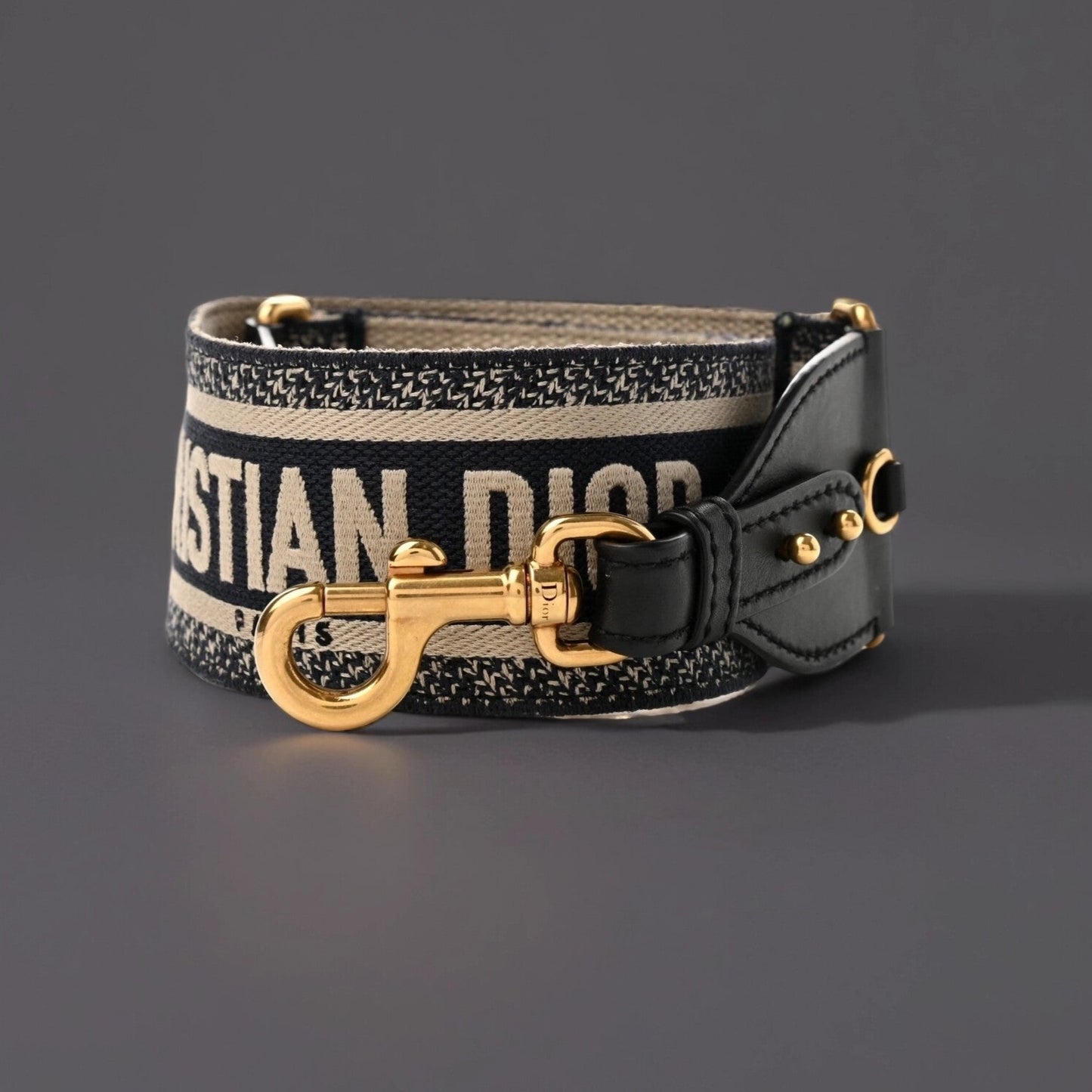 Canvas Embroidered Shoulder Strap Black