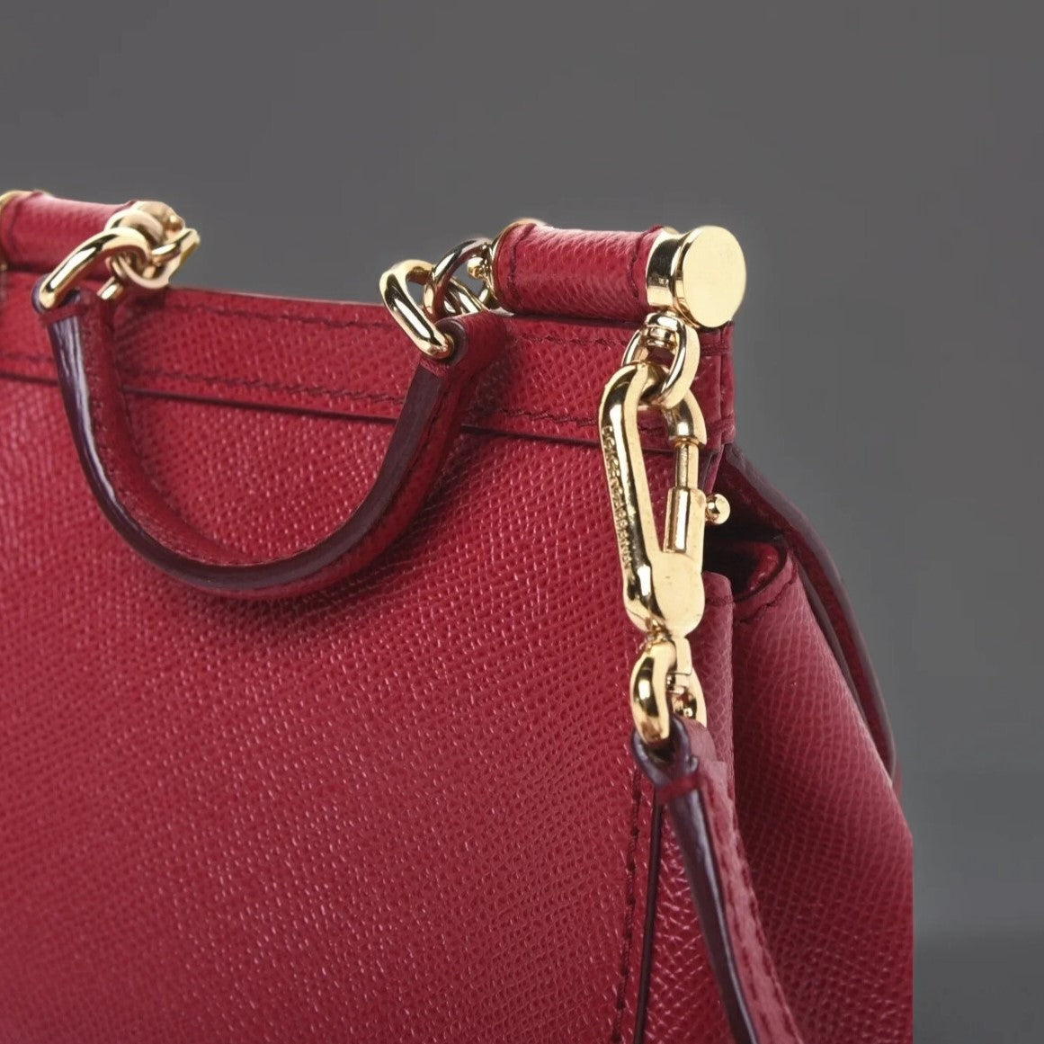 DOLCE & GABBANA Dauphine Micro Miss Sicily Satchel Dark Red
