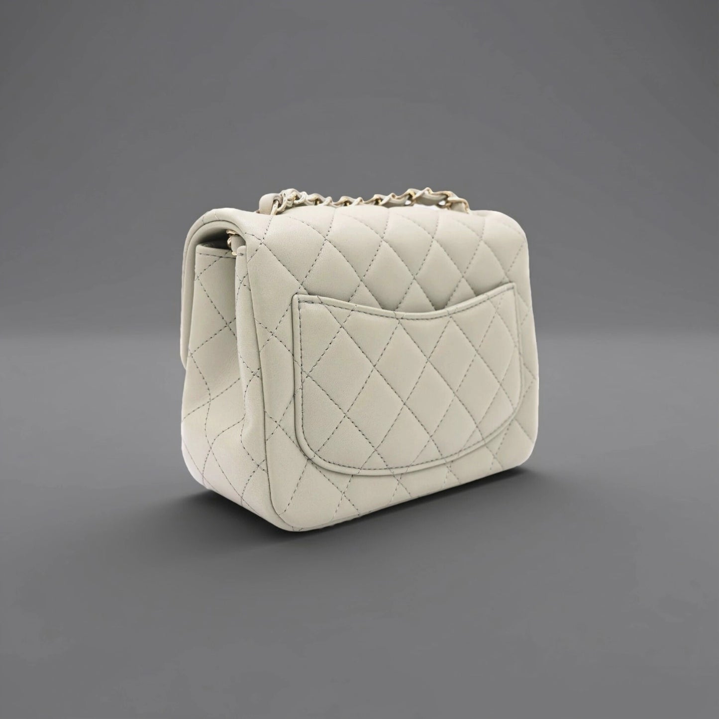 Lambskin Quilted Mini Square Flap Grey