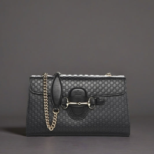 Guccissima Medium Emily Chain Shoulder Bag Black