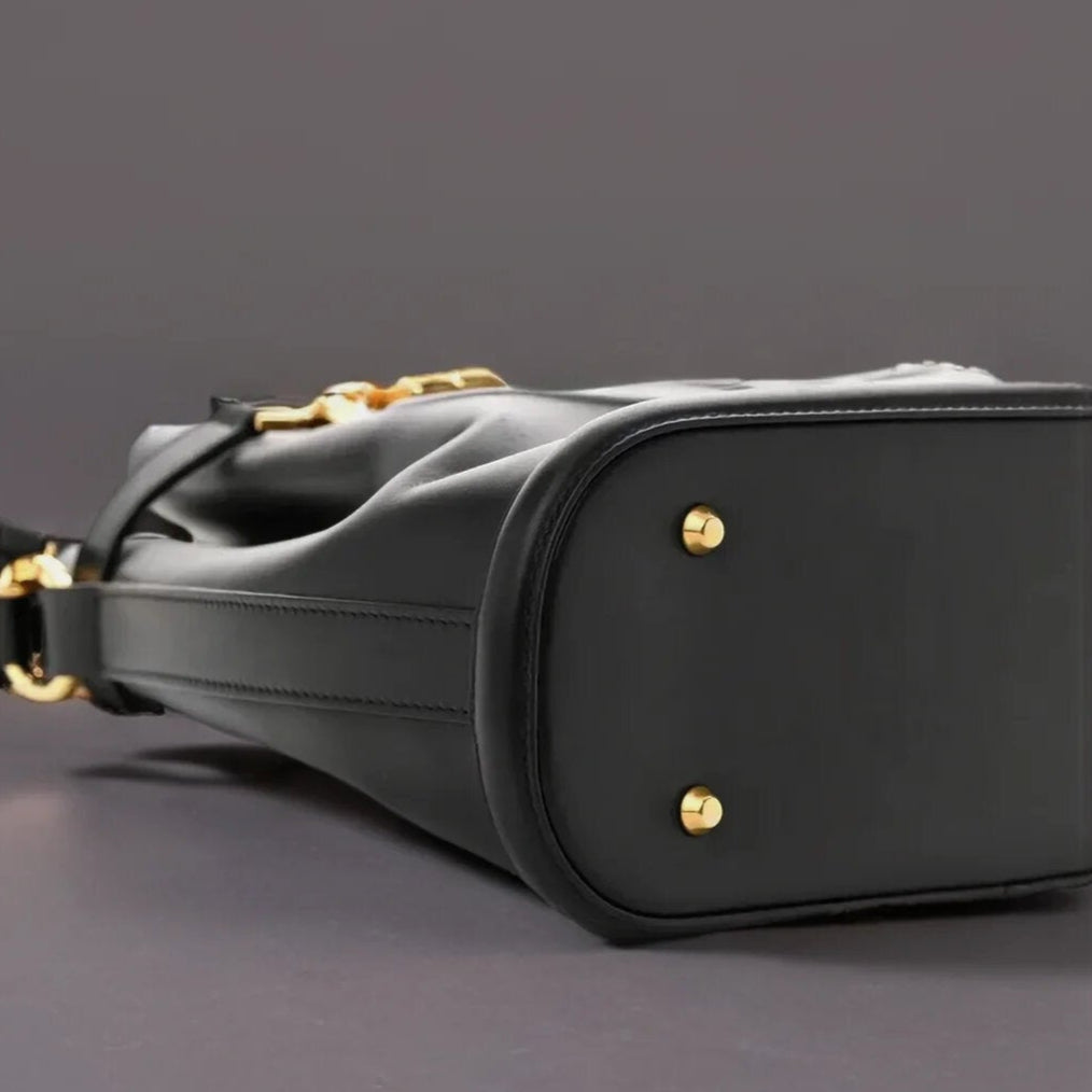 Calfskin CD Embossed Medium C'est Chain Bucket Bag Black