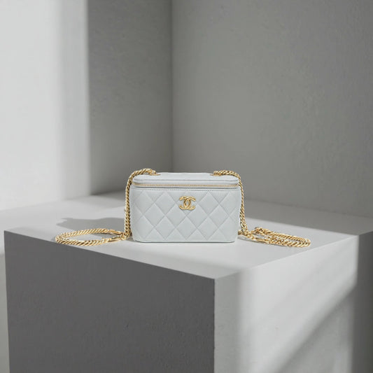 Coco Chain Vanity Blue Lambskin Gold Hardware