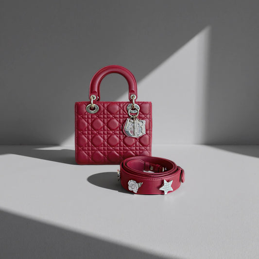Lambskin Cannage Small Lady Dior Red