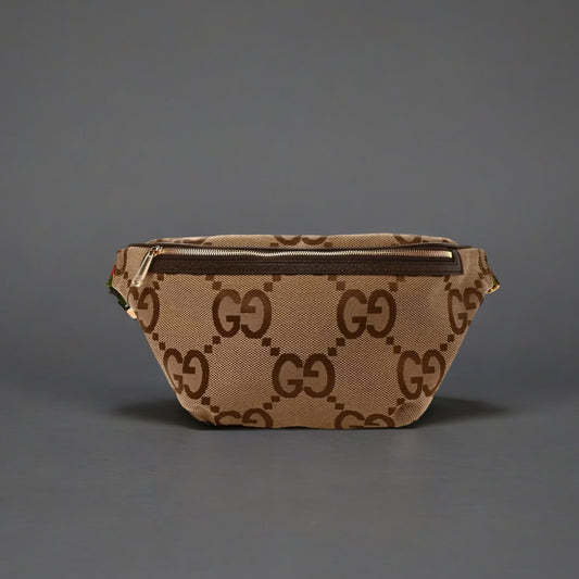 Monogram Jumbo GG Web Belt Bag Camel Ebony New Acero