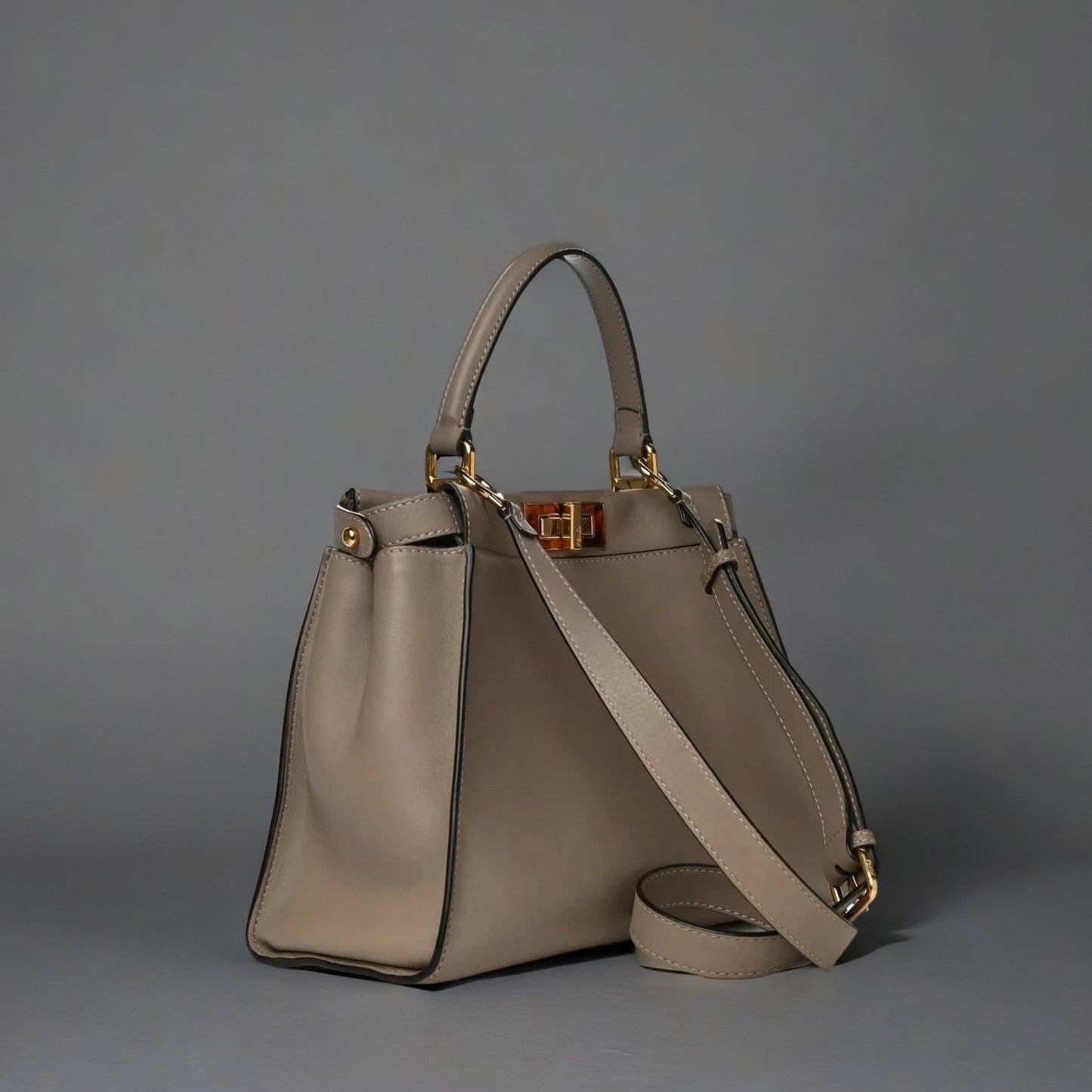 Silk Calfskin Plexi Tortoise Medium Peekaboo Iconic Satchel Dove