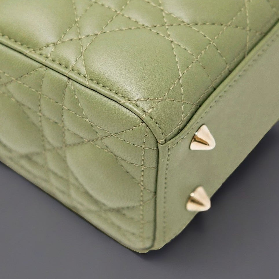 Lambskin Cannage Small My ABCDior Lady Dior Pastel Peyote Green