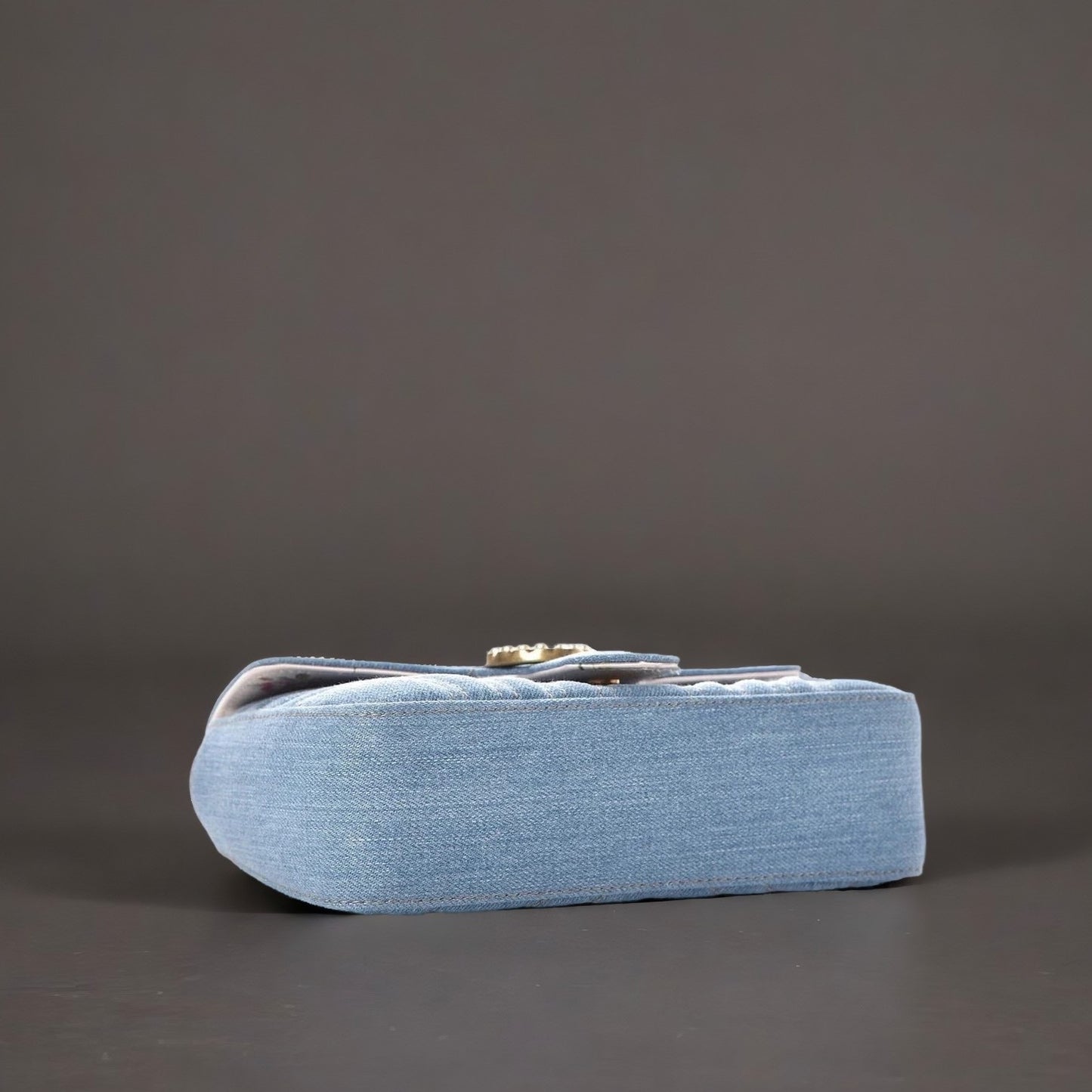 Denim Matelasse Mini Pearly GG Marmont Shoulder Bag Blue