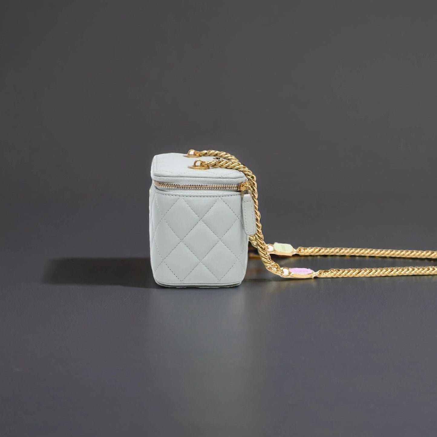 Coco Chain Vanity Blue Lambskin Gold Hardware