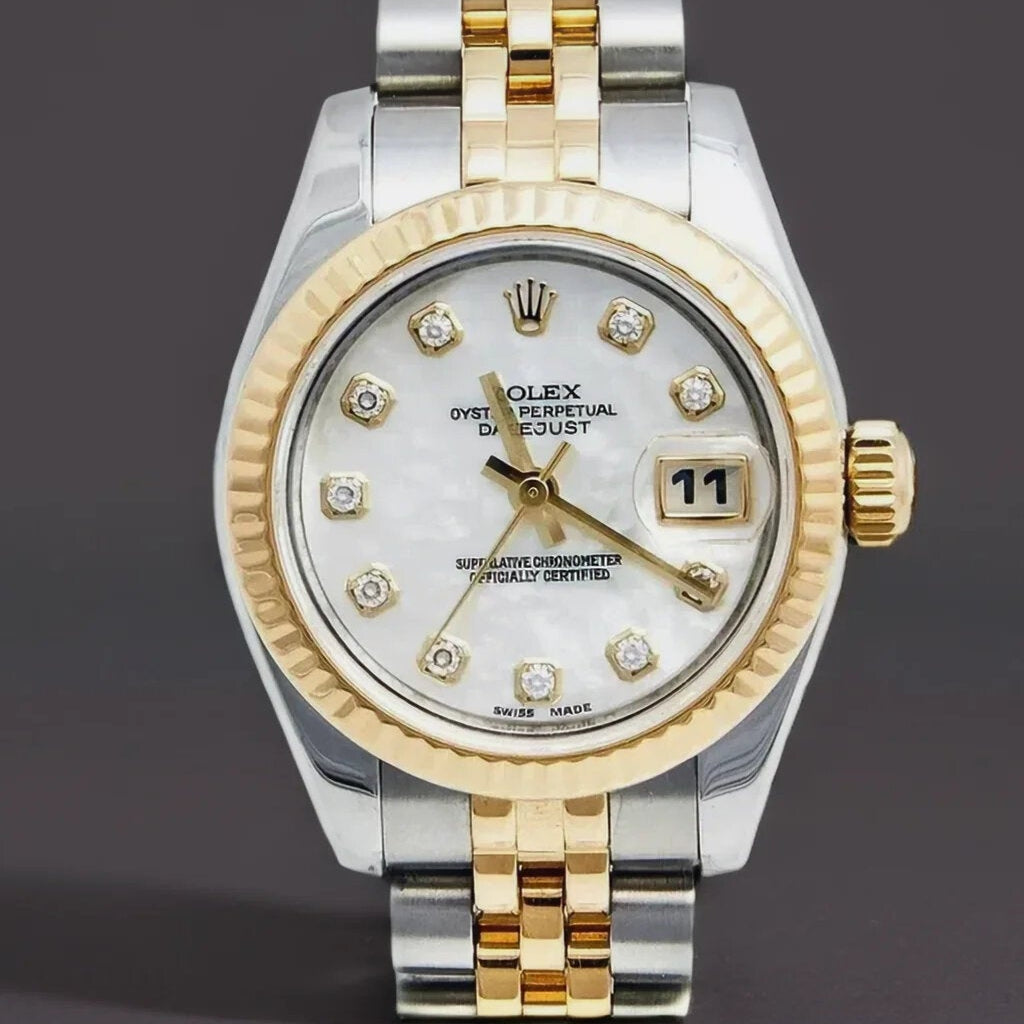 Rolex Mother of Pearl 18K Yellow Gold Stainless Steel Diamond Datejust