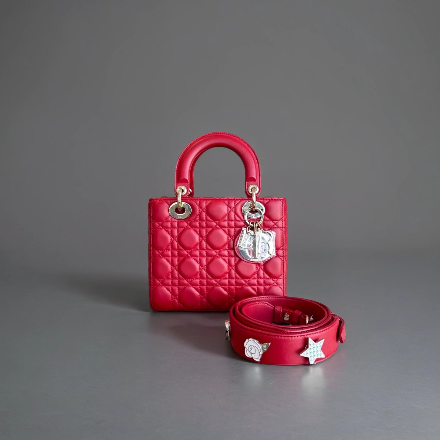 Lambskin Cannage Small Lady Dior Red