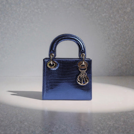 Metallic Mini Lizard Lady Dior Bag