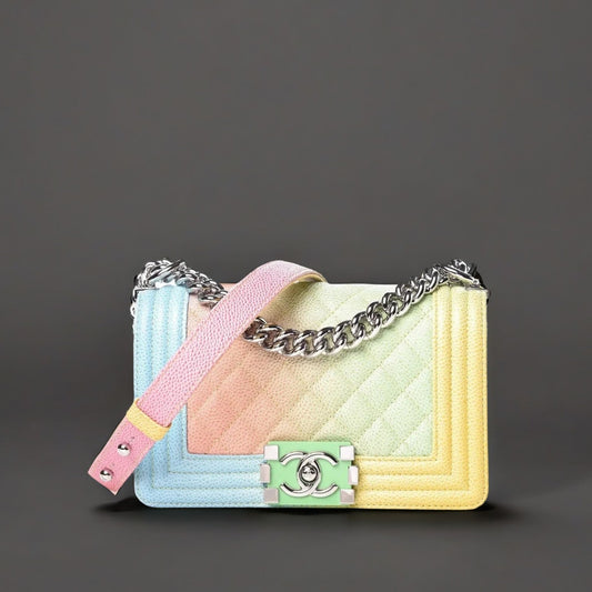 Caviar Quilted Small Cuba Rainbow Boy Flap Multicolor