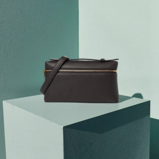 Loro Piana Grained Calfskin L19 Extra Pocket Pouch Dark Chocolate Liquorice