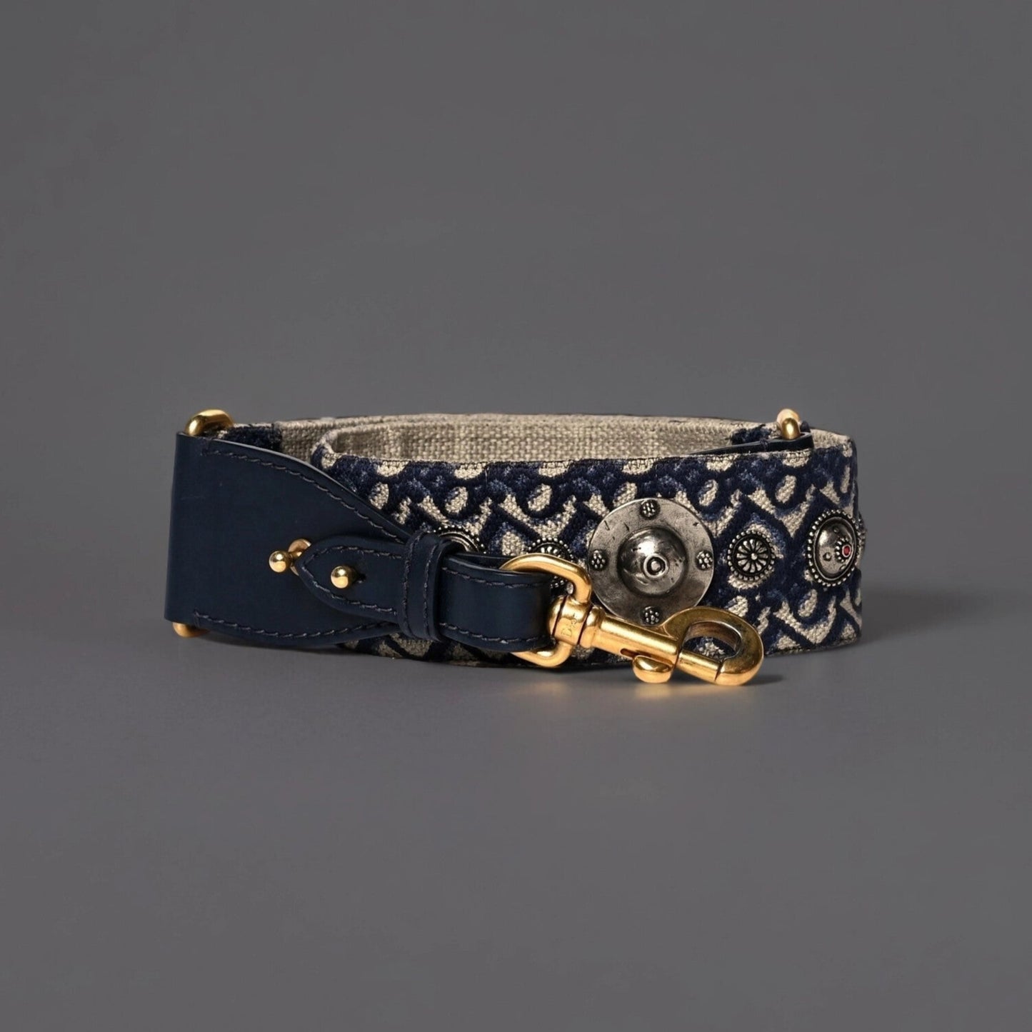 Oblique Studded Shoulder Strap Blue