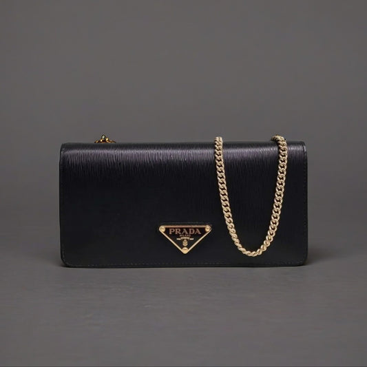 Prada Mini Vitello Crossbody Bag Black