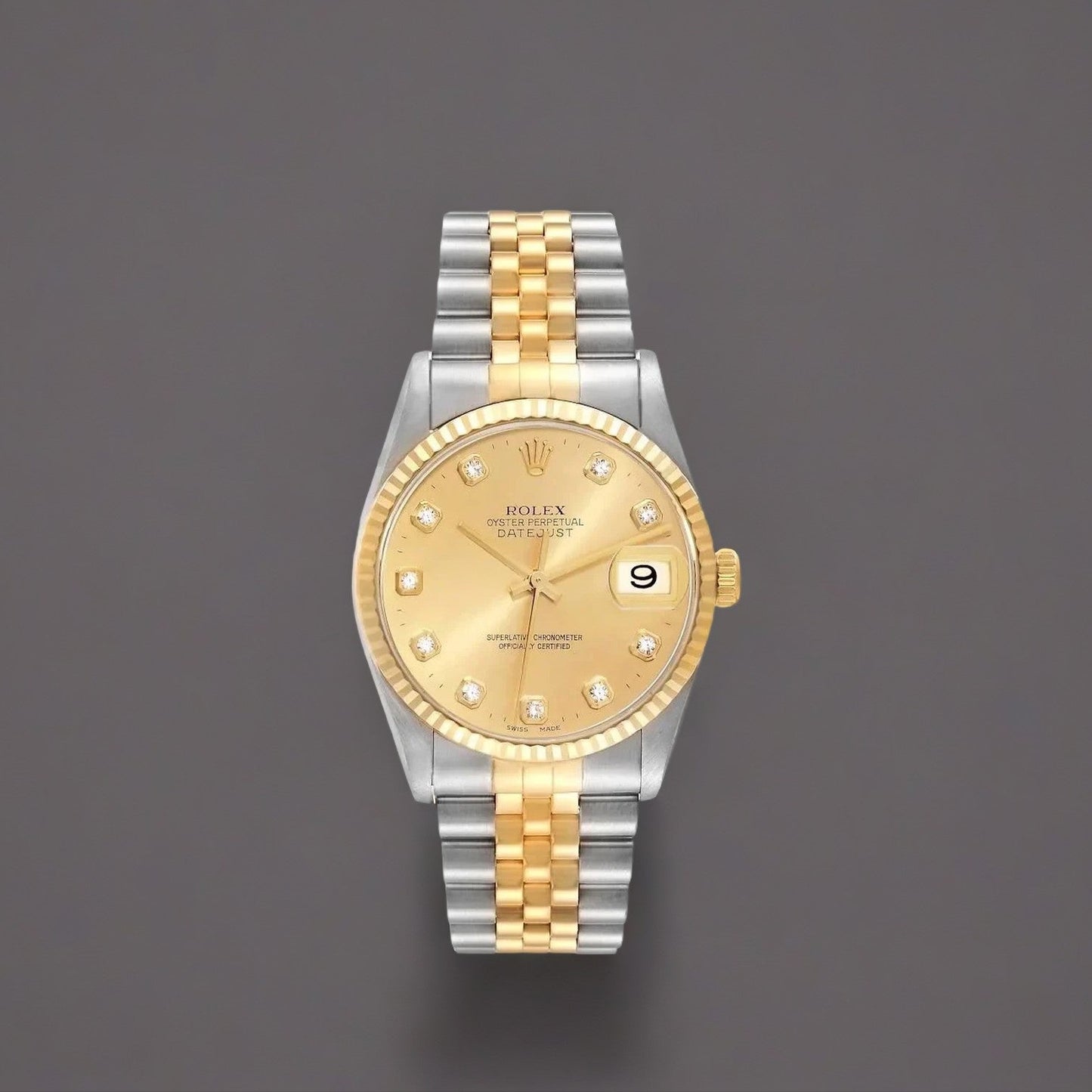 Rolex Datejust 36mm Diamond Dial Steel Yellow Gold Watch