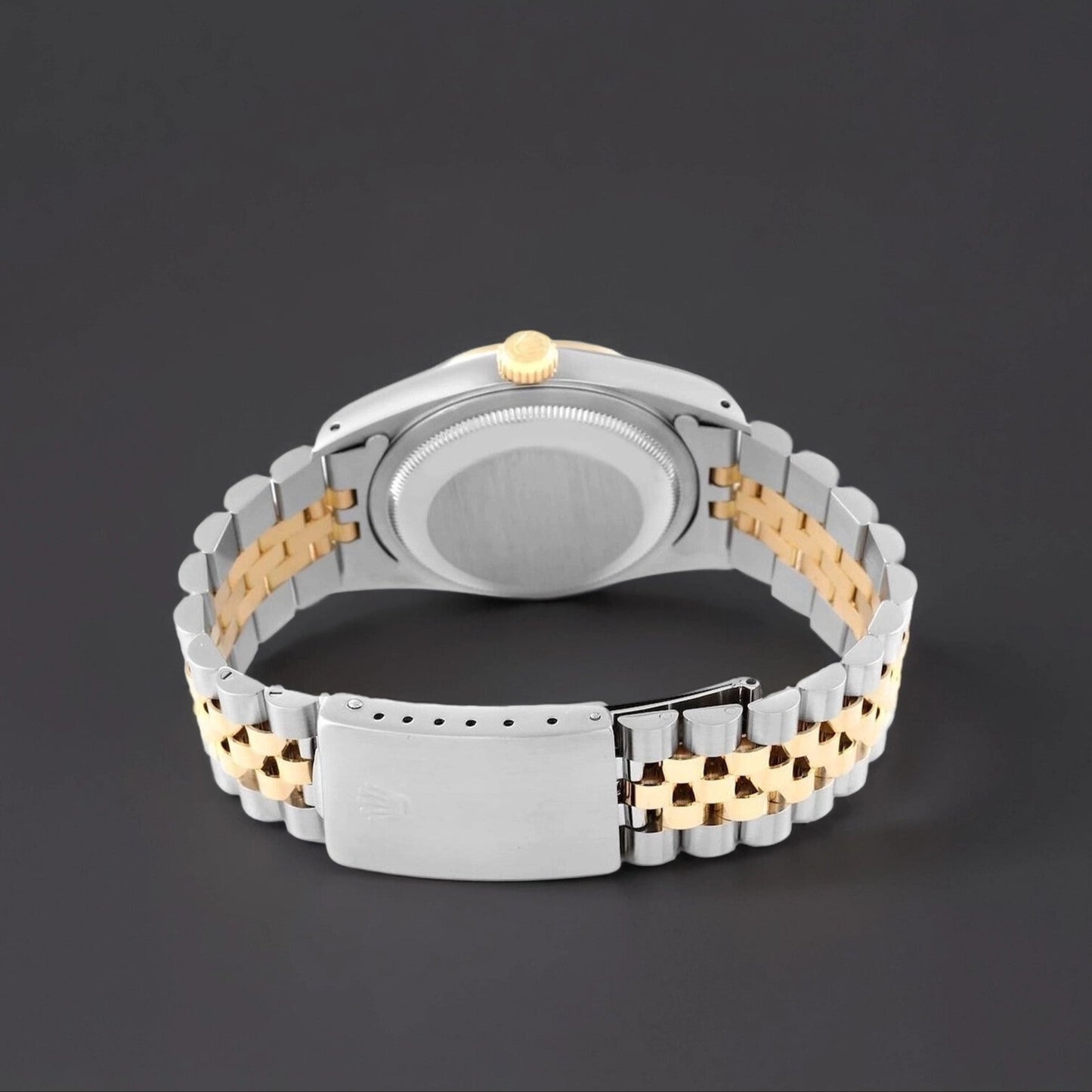 Rolex Datejust 36mm Steel Yellow Gold Black Diamond Dial Watch