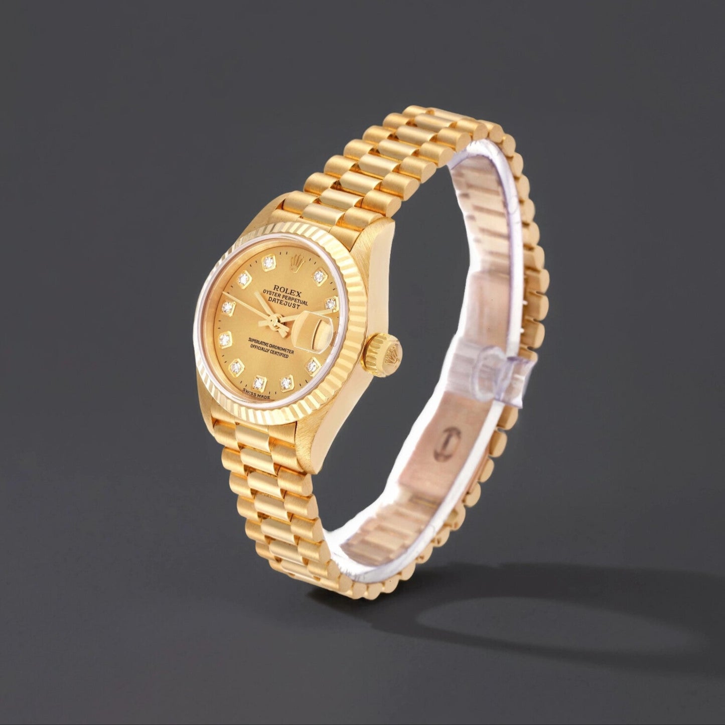 Rolex President 26mm Yellow Gold Diamond Dial Watch