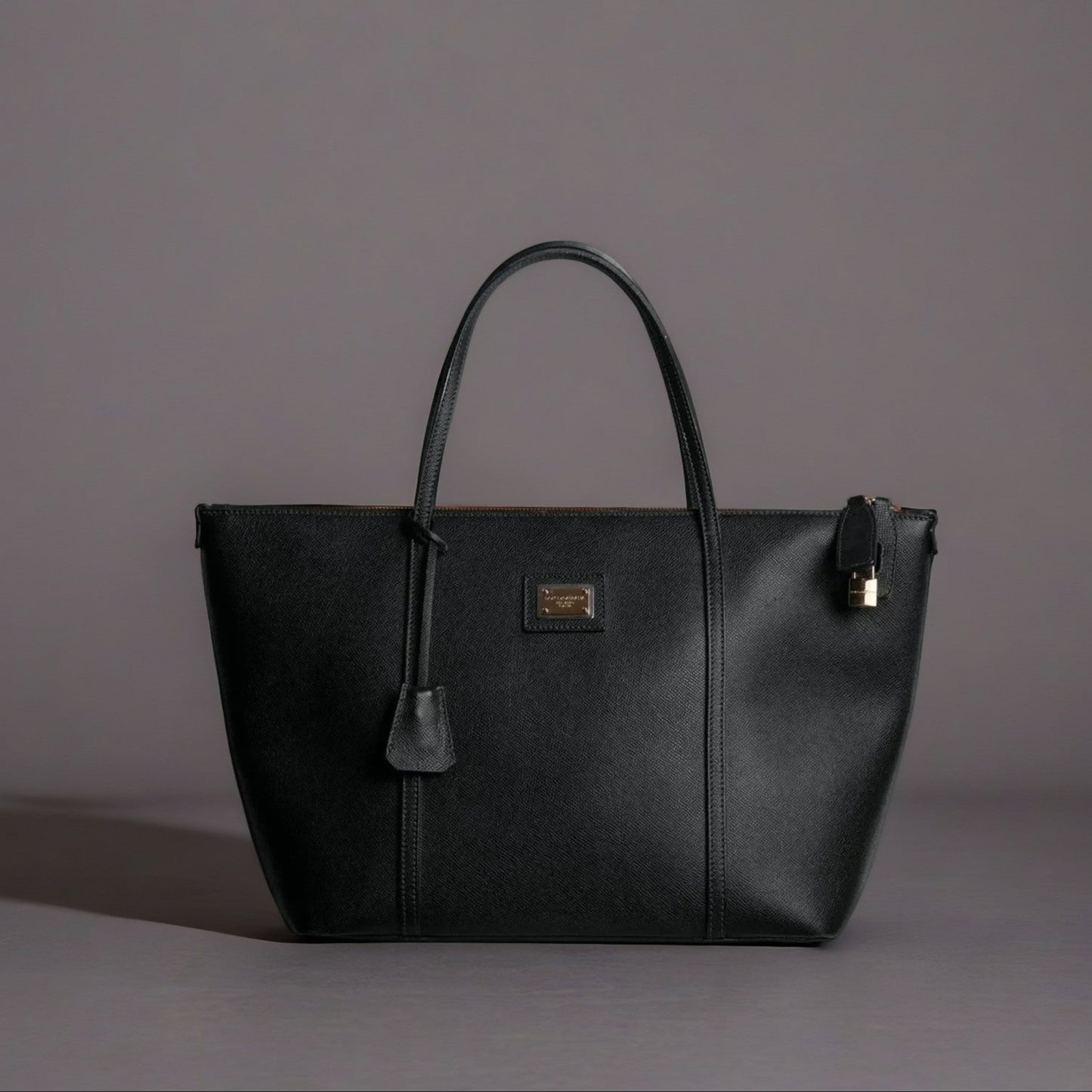 Black Leather Miss Escape Top Zip Shopper Tote