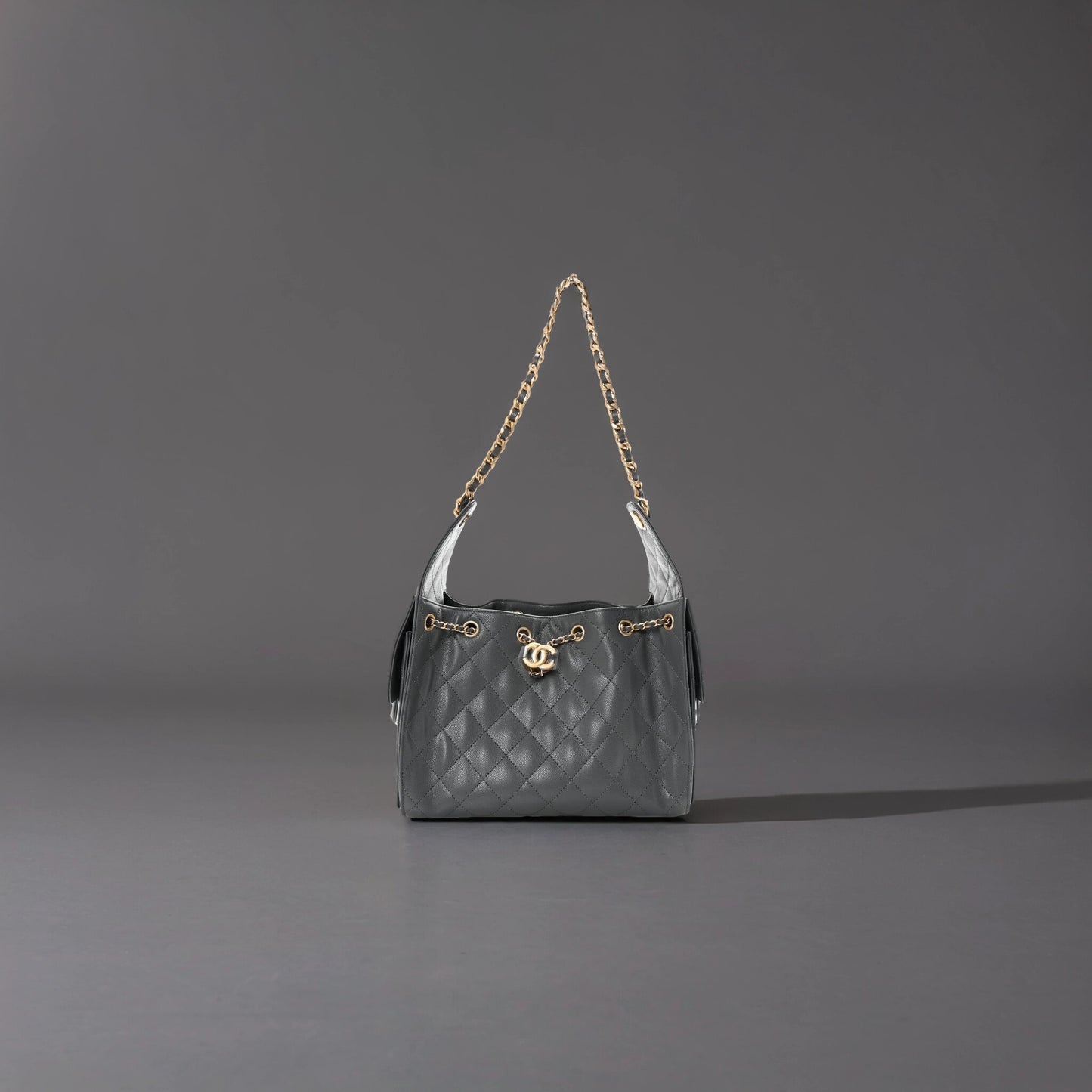 Caviar Quilted Small Chanel 25 Handbag Dark Grey
