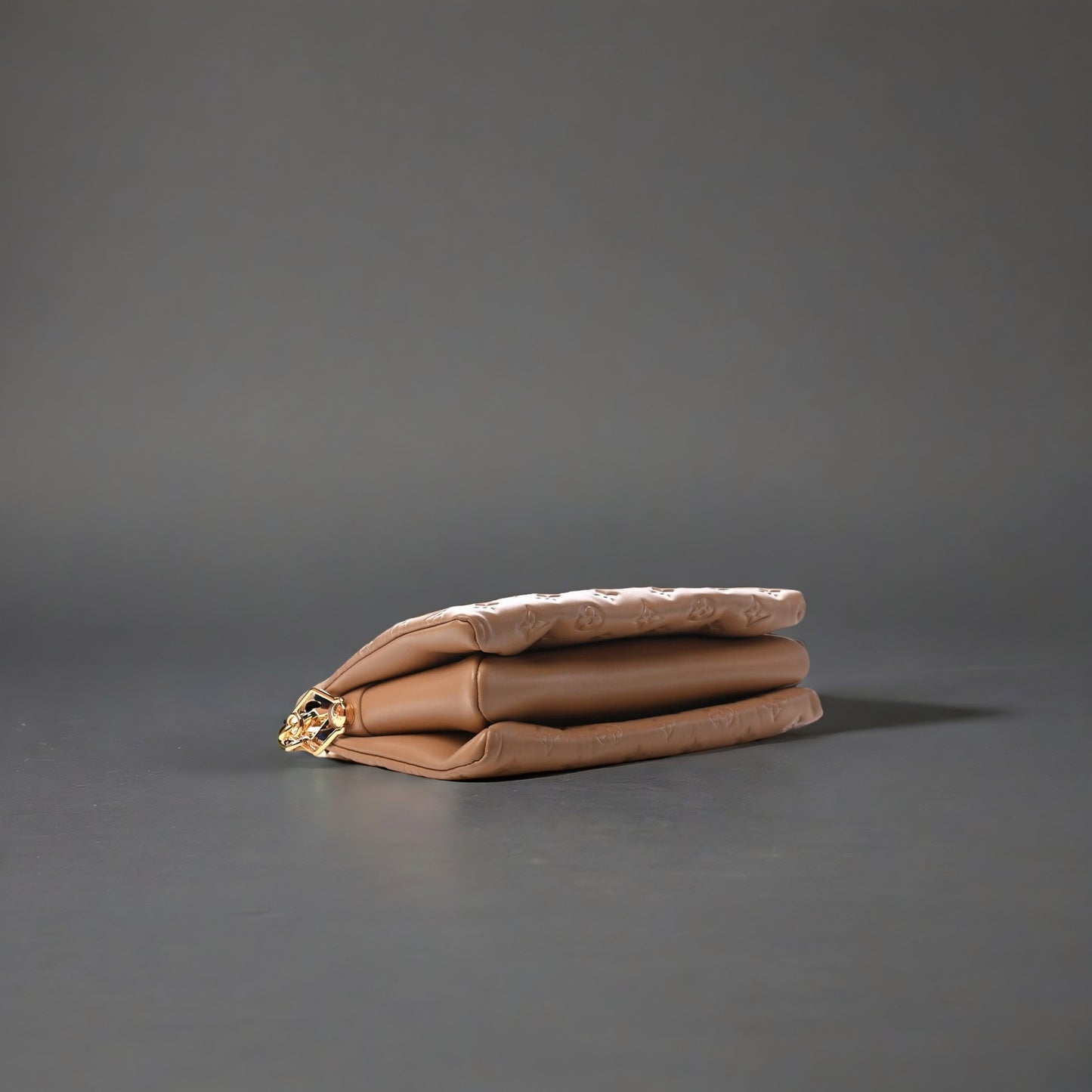 Lambskin Embossed Monogram Coussin PM Camel