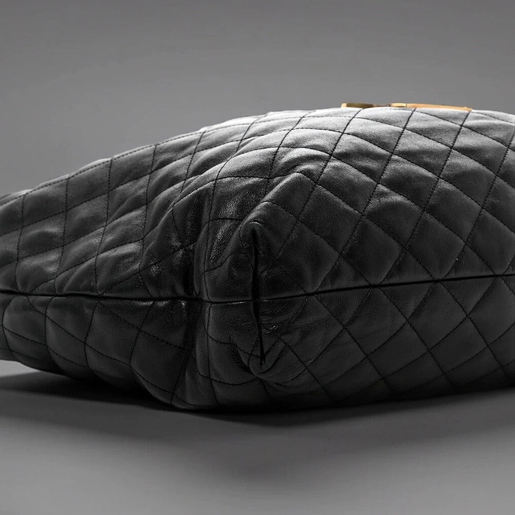 Lambskin Quilted Maxi Icare Shopping Tote Black