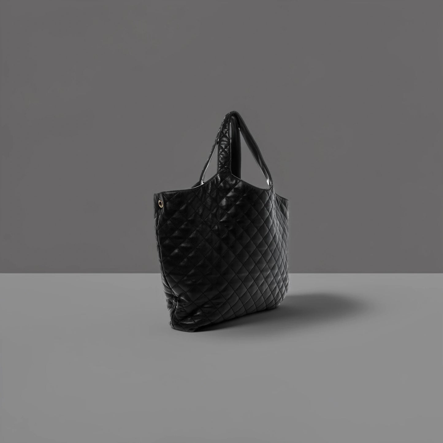 Lambskin Quilted Maxi Icare Shopping Tote Black