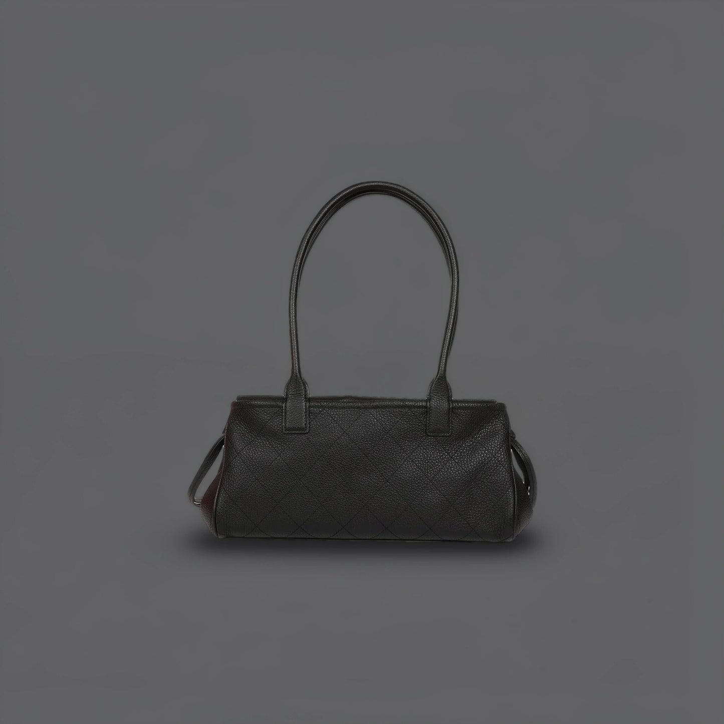 Grained Calfskin Stitched Urban Essentials Small Shopping Bag Black