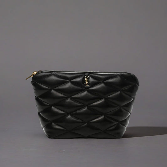 Lambskin Monogram Medium Sade Puffer Pouch Black