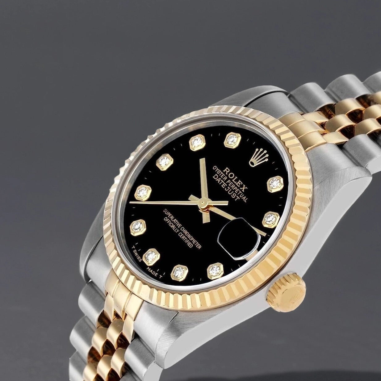 Rolex Datejust 31mm Midsize Diamond Steel Yellow Gold Black