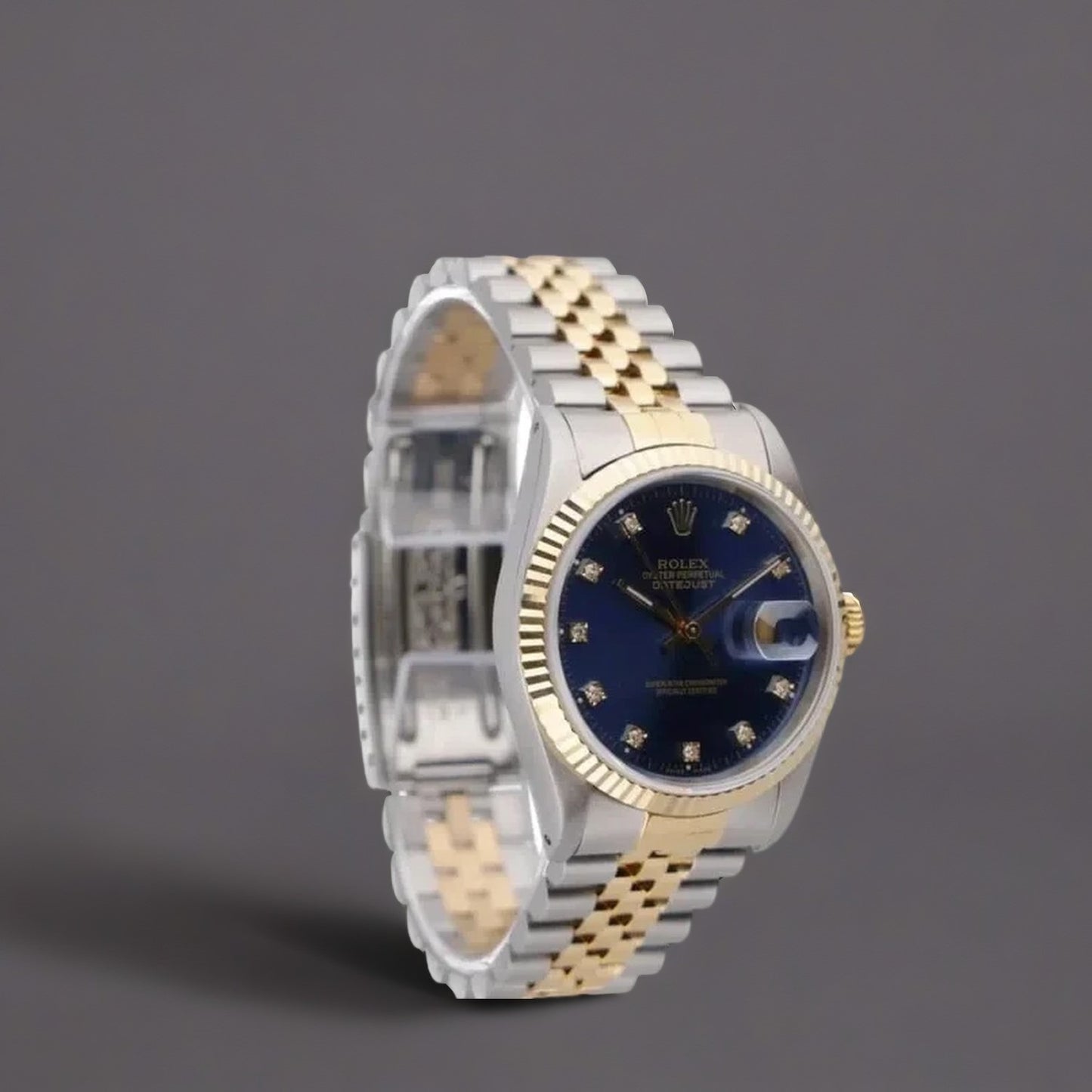 Rolex Datejust 36mm Blue Diamond Dial Steel Yellow Gold Watch
