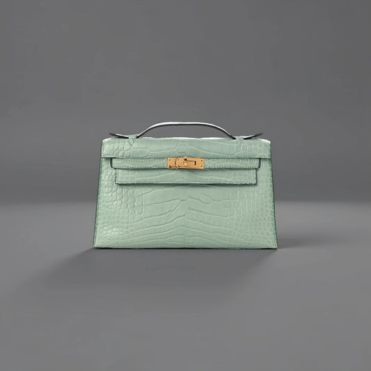 Matte Alligator Kelly Pochette Vert D'eau
