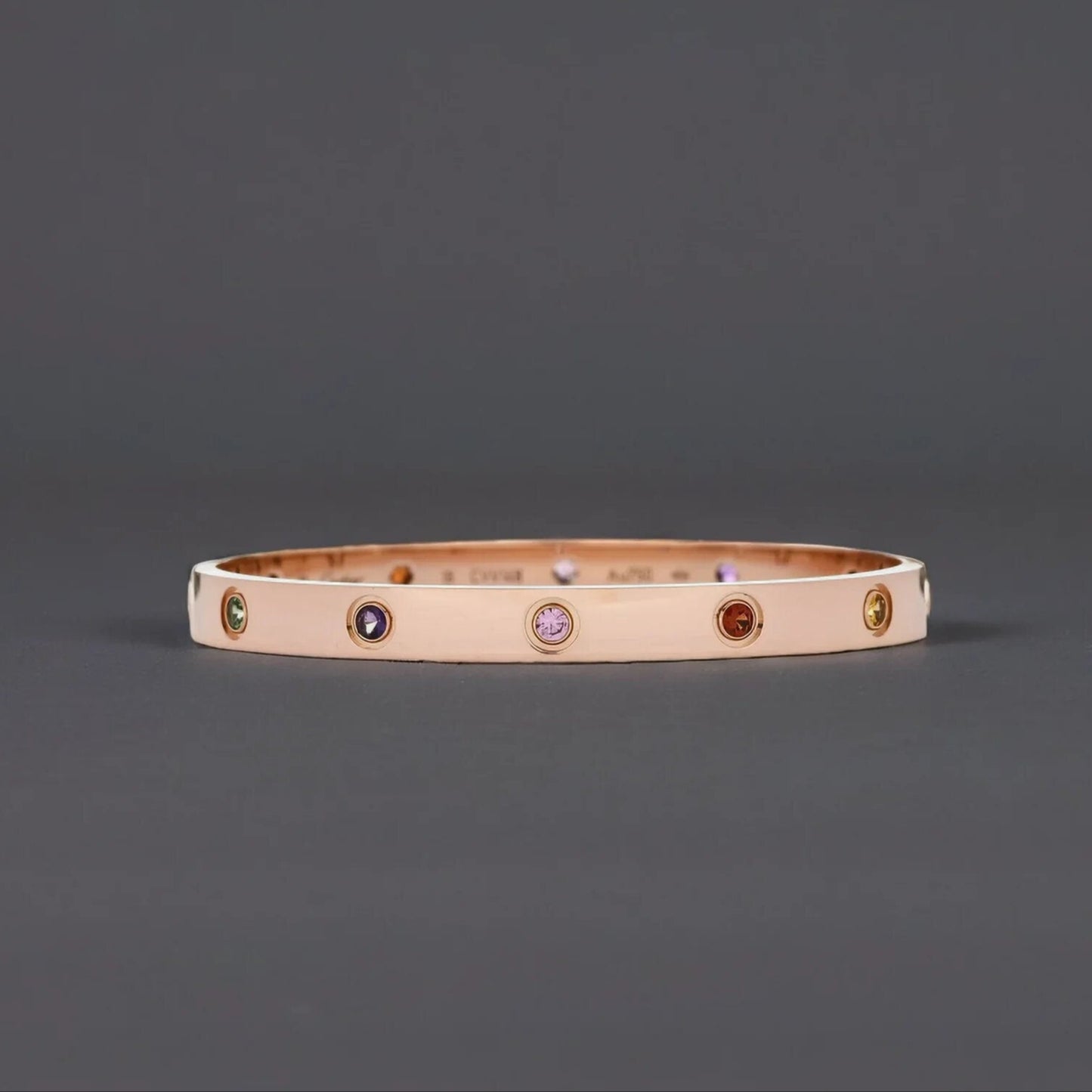 18K Pink Gold Sapphire Garnet Amethyst LOVE Bracelet 18