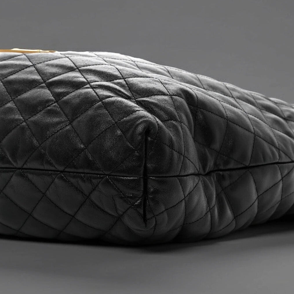 Lambskin Quilted Maxi Icare Shopping Tote Black