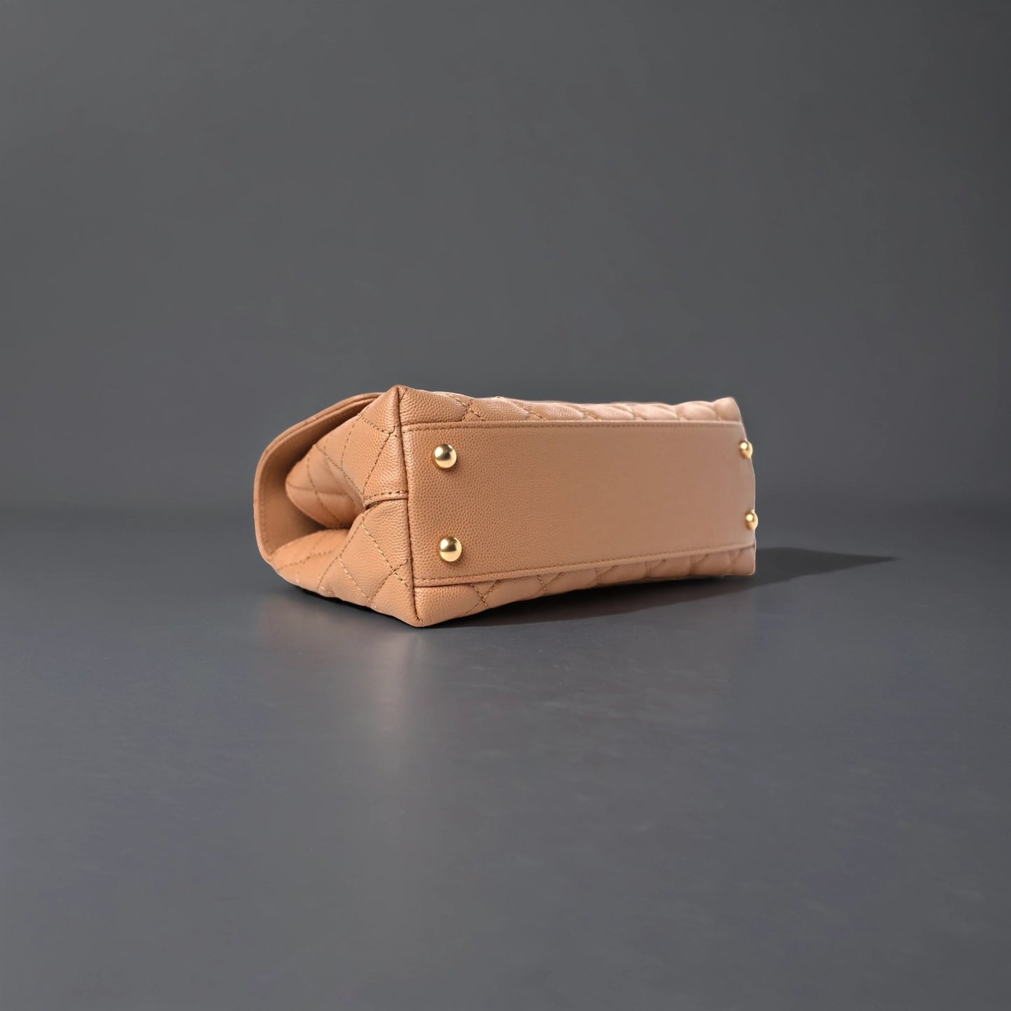 Caviar Quilted Small Coco Chain Handle Flap Dark Beige