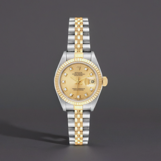 Rolex Datejust 26mm Steel Yellow Gold Diamond Dial Ladies Watch