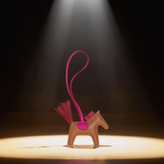 Milo Lambskin Grigri Rodeo Horse Bag Charm PM Gold Rubis Rose Poupre