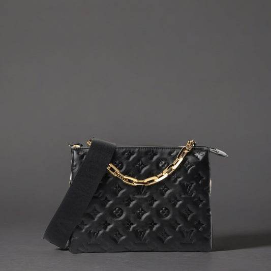 Lambskin Embossed Monogram Coussin PM Black