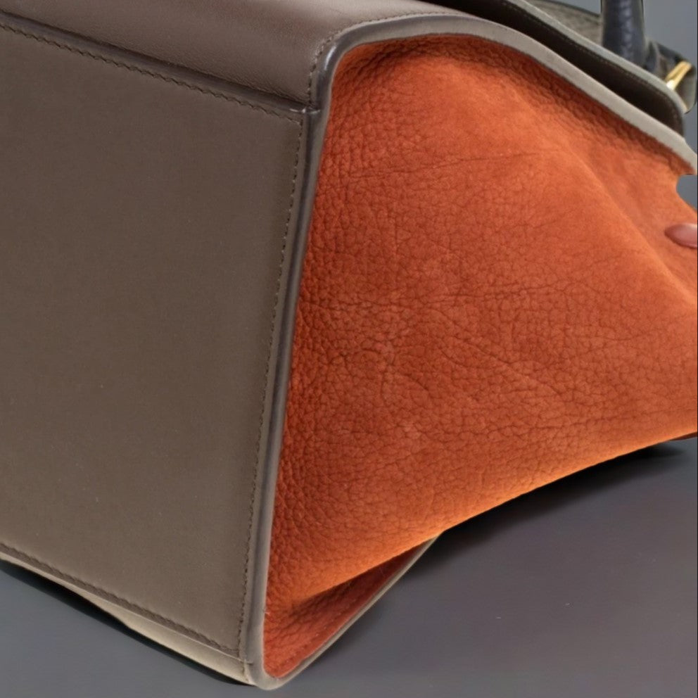 Satin Baby Grained Calfskin Medium Tri-Color Trapeze Tan