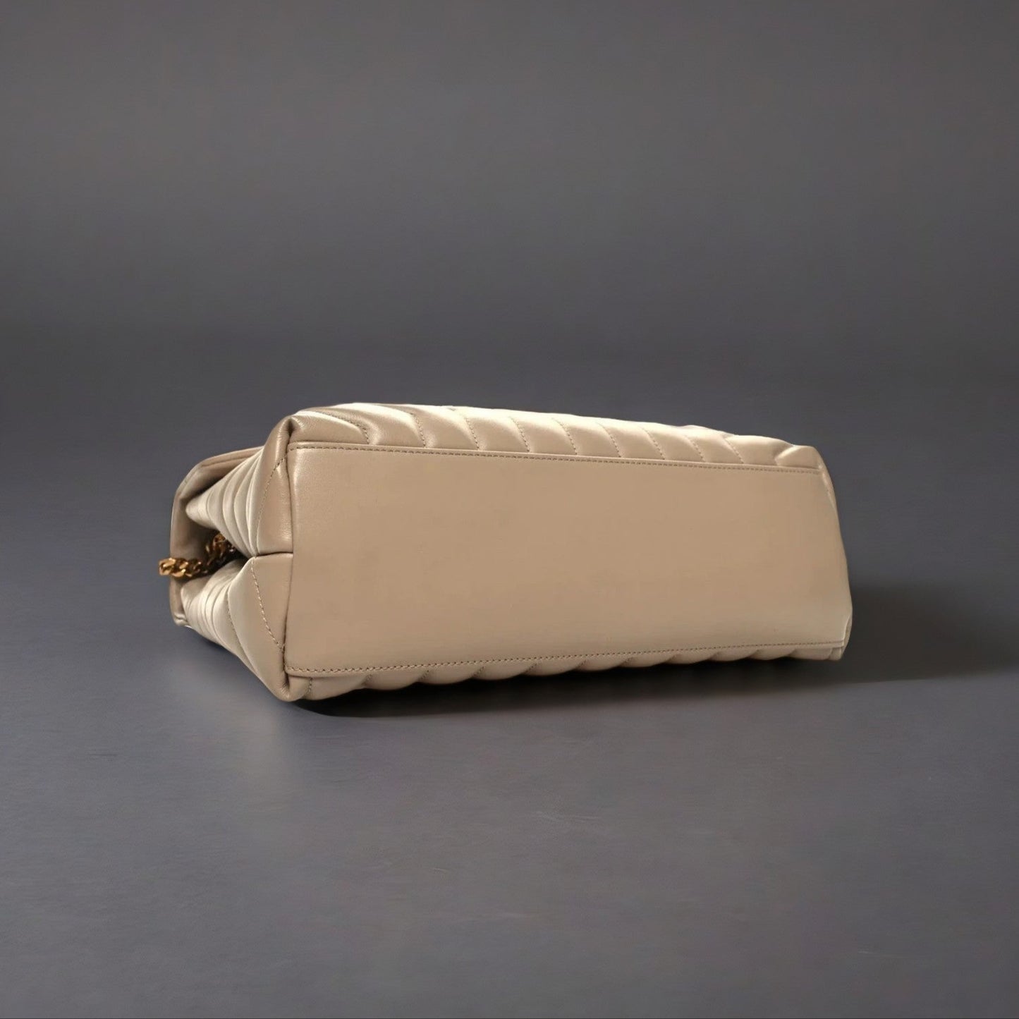 Calfskin Y Quilted Monogram Medium Loulou Chain Satchel Dark Beige